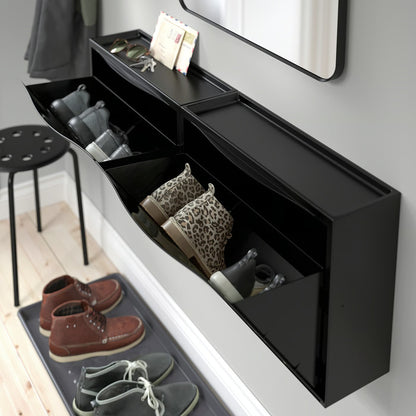 (2 Pack) IKEA TRONES Shoe/storage cabinet, black, 52x18x39 cm (20 1/2x7 1/8x15 3/8 ")