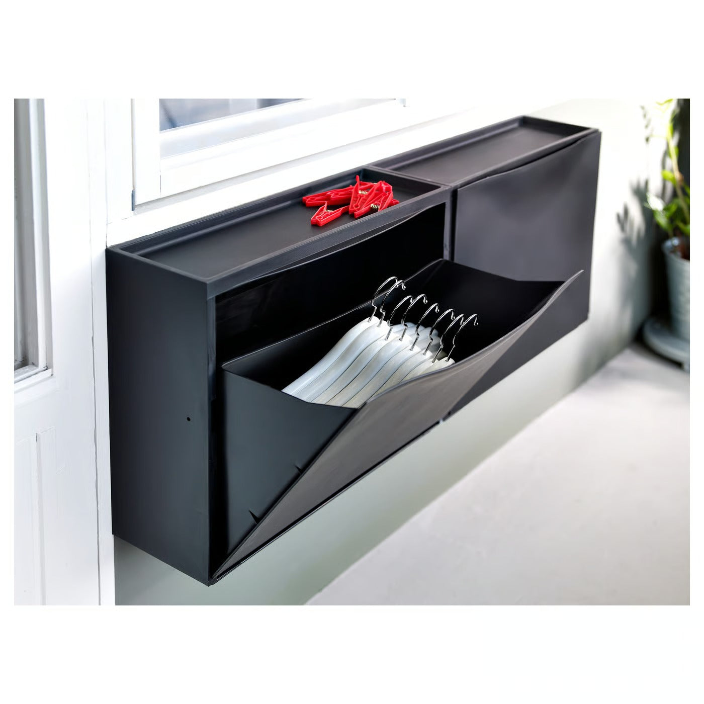 (2 Pack) IKEA TRONES Shoe/storage cabinet, black, 52x18x39 cm (20 1/2x7 1/8x15 3/8 ")