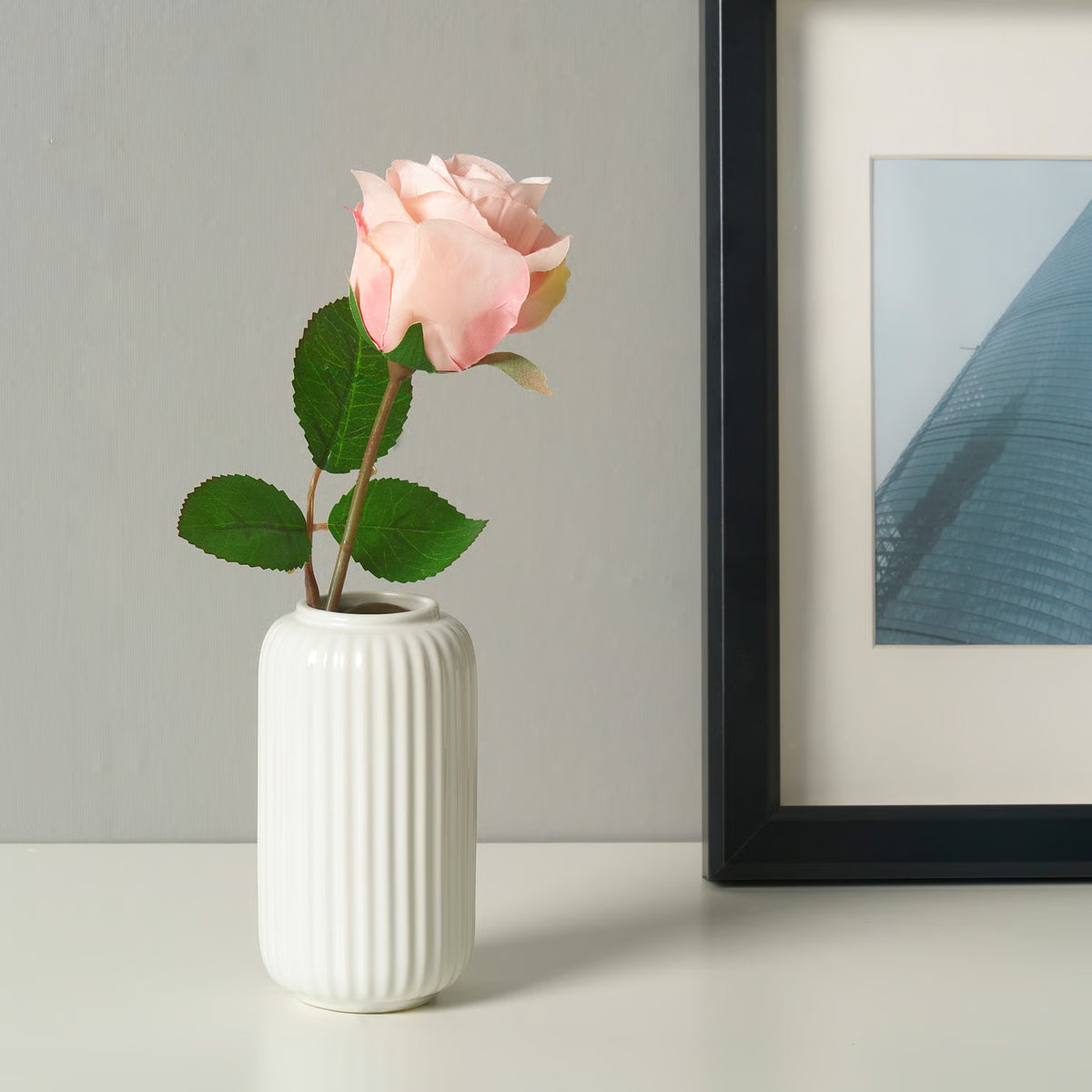 (2 Pack) IKEA STILREN White Ceramic Flower Vase, Modern Decorative Vase for Fresh & Artificial Flowers, Minimalist Tabletop Centrepiece for Living Room, Bedroom, Dining Table & Home Décor (Copy)