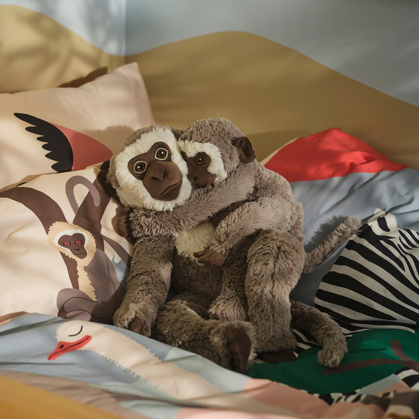 IKEA SANDLÖPARE Soft toy, vervet monkey with baby/gray, 32 cm (12 ½ ")