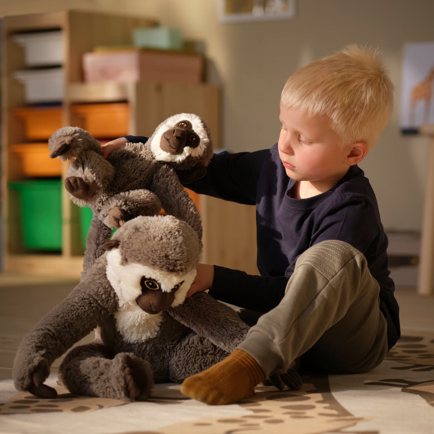 IKEA SANDLÖPARE Soft toy, vervet monkey with baby/gray, 32 cm (12 ½ ")