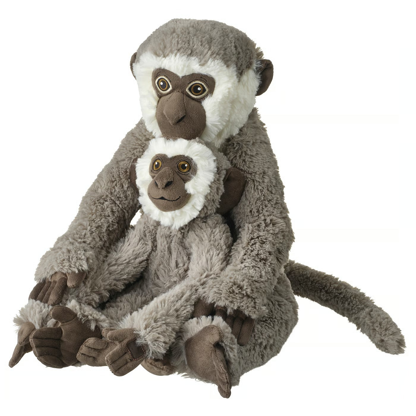 IKEA SANDLÖPARE Soft toy, vervet monkey with baby/gray, 32 cm (12 ½ ")