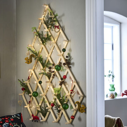 IKEA VINTERFINT Wooden Christmas Tree Wall Decoration, Natural Pine Wood, Adjustable & Foldable Wall-Mounted Xmas Tree, Space-Saving Holiday Ornament Display for Living Room, Bedroom & Home Décor