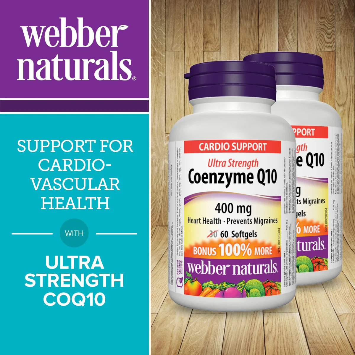 webber naturals 400mg Coenzyme Q10 Softgels, 60-count, 2-pack