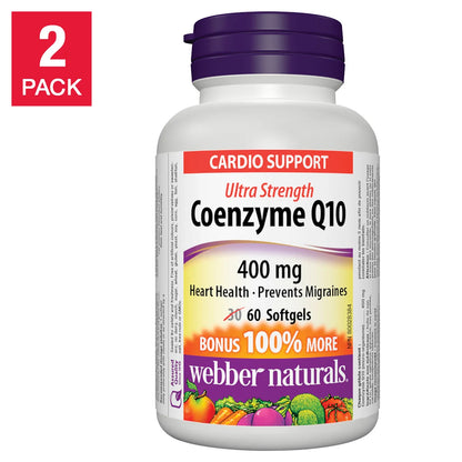 webber naturals 400mg Coenzyme Q10 Softgels, 60-count, 2-pack