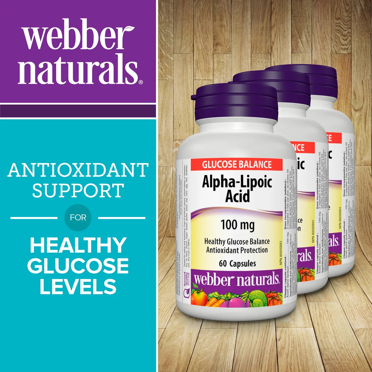 webber naturals Alpha Lipoic Acid 100 mg, 3 x 60 Capsules