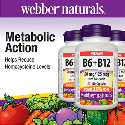 webber naturals B6, B12 with Folic Acid -- 3 x 120 Capsules