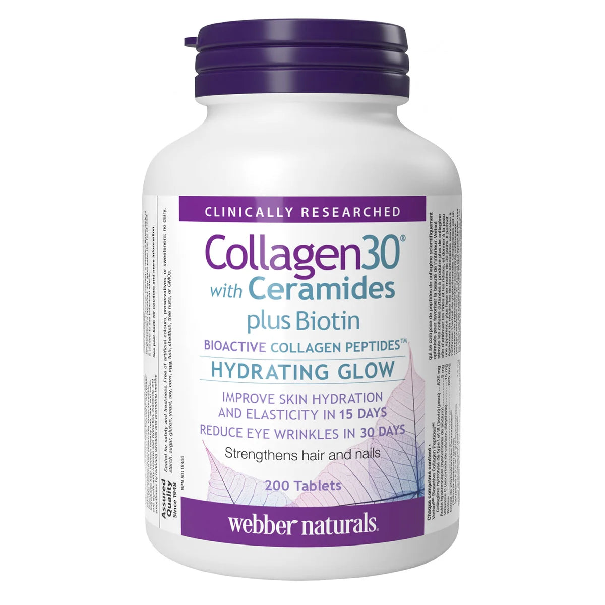 webber naturals Collagen30 with Ceramides plus Biotin, 200 Tablets
