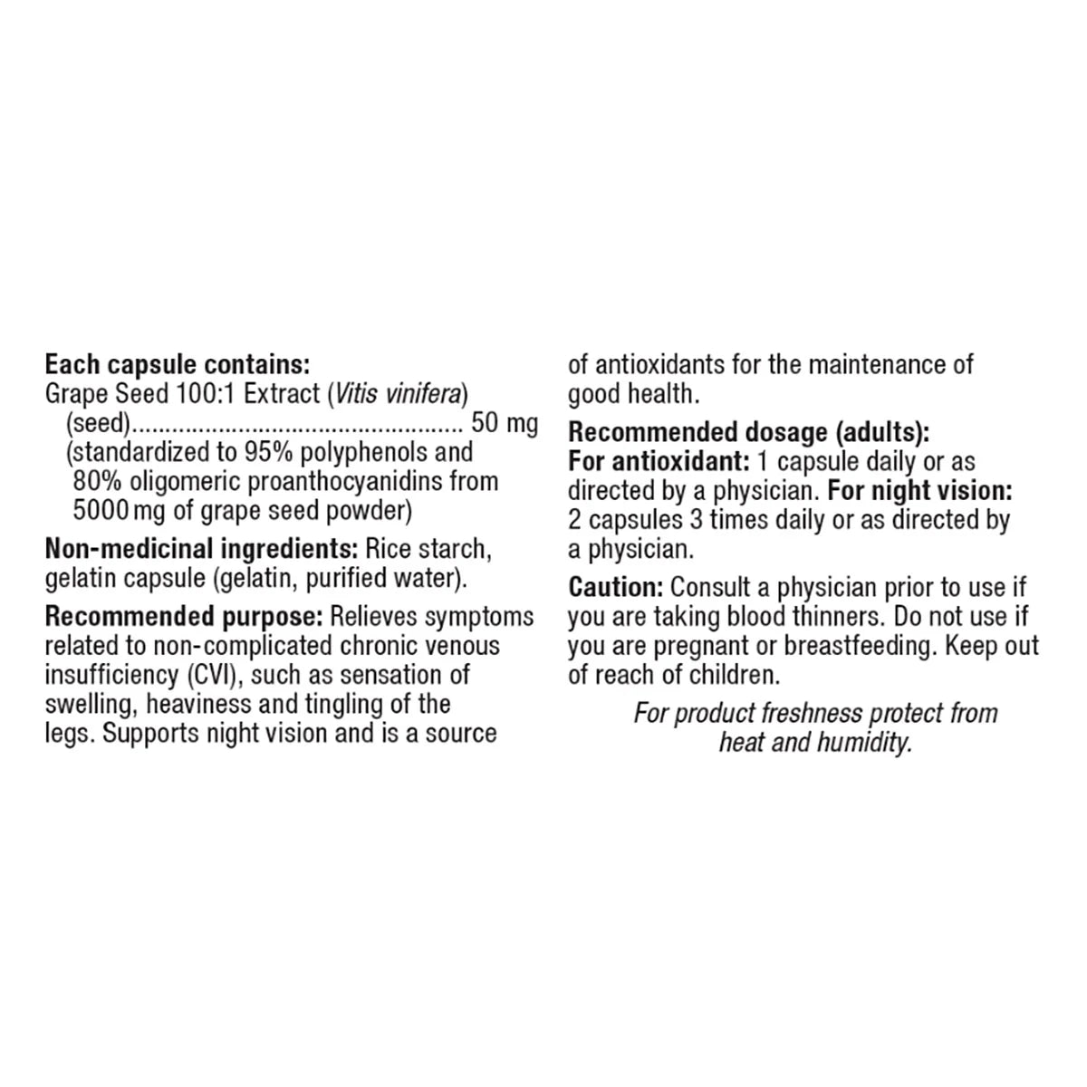 webber naturals Extra Strength Grape Seed 100:1 Extract 100 mg Capsules, 90-count, 2-pack