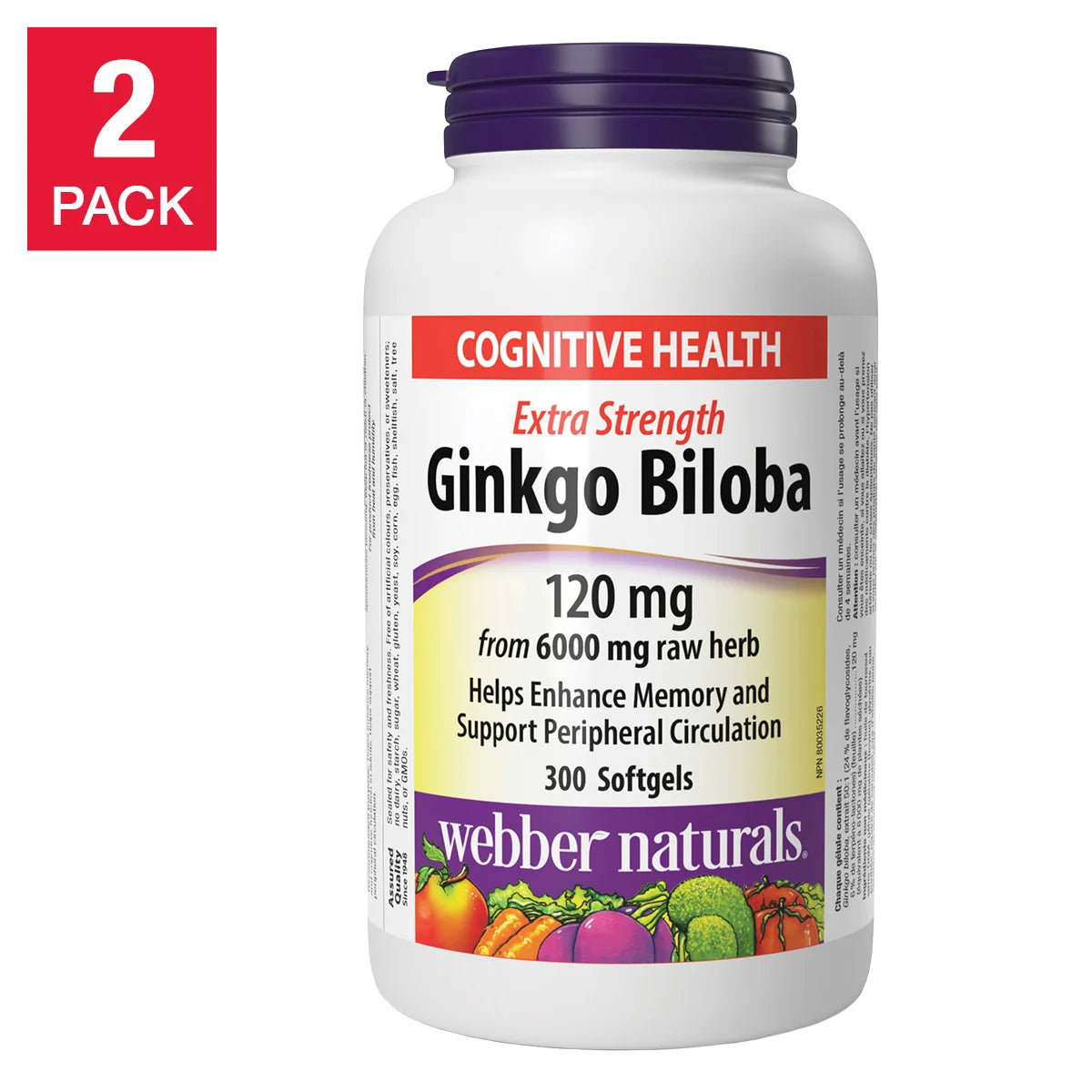 webber naturals Ginkgo Biloba 120 mg 2 × 300 Softgels