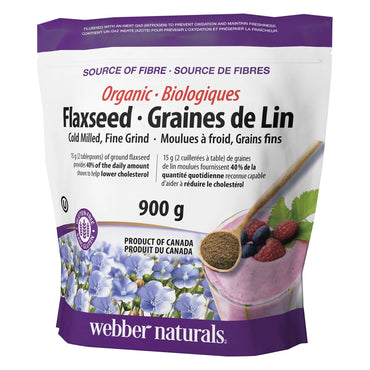 webber naturals Organic Ground Flaxseed, 900 g, 2-pack