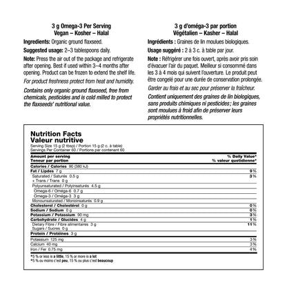 webber naturals Organic Ground Flaxseed, 900 g, 2-pack