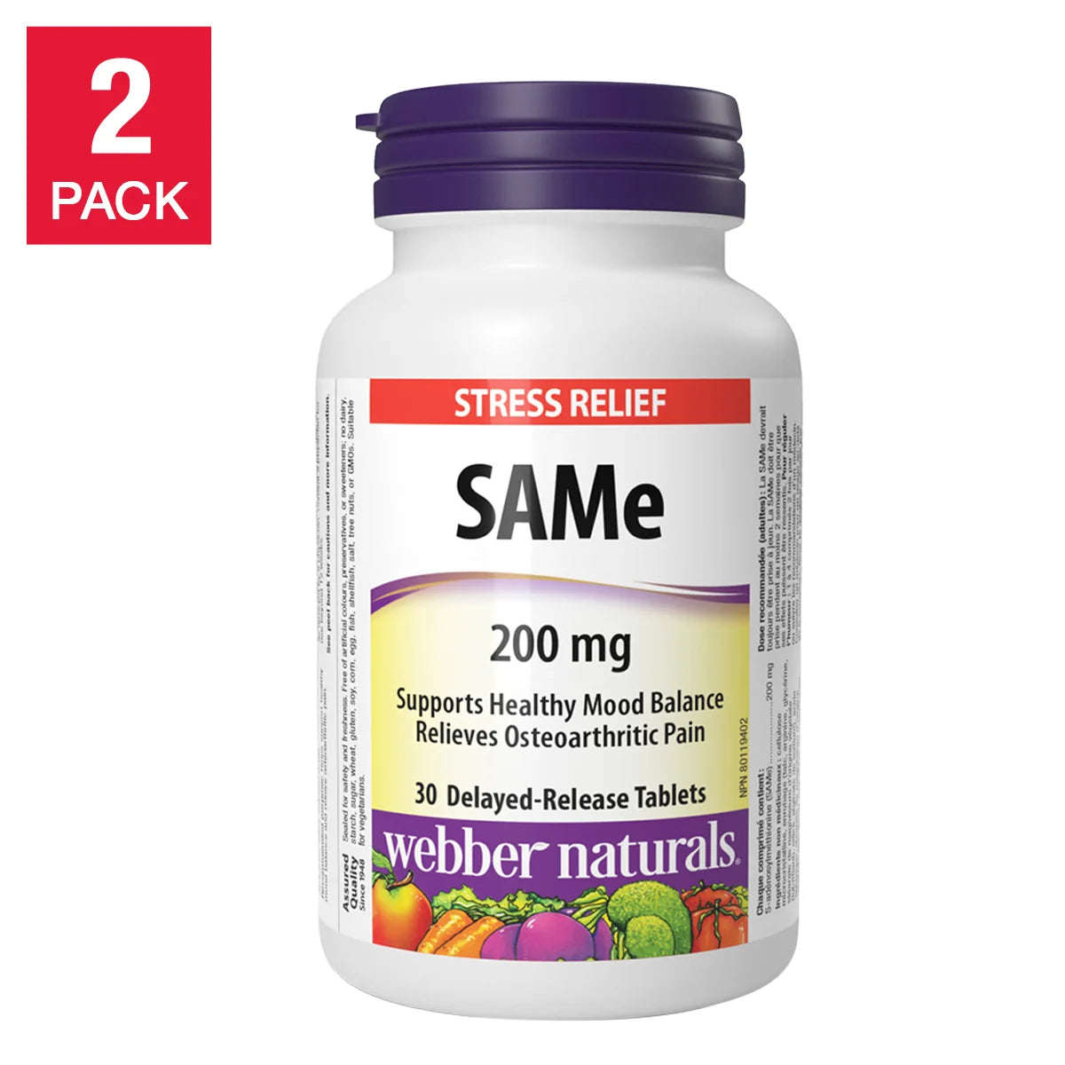 webber naturals SAMe 200 mg, 2 x 30 Tablets