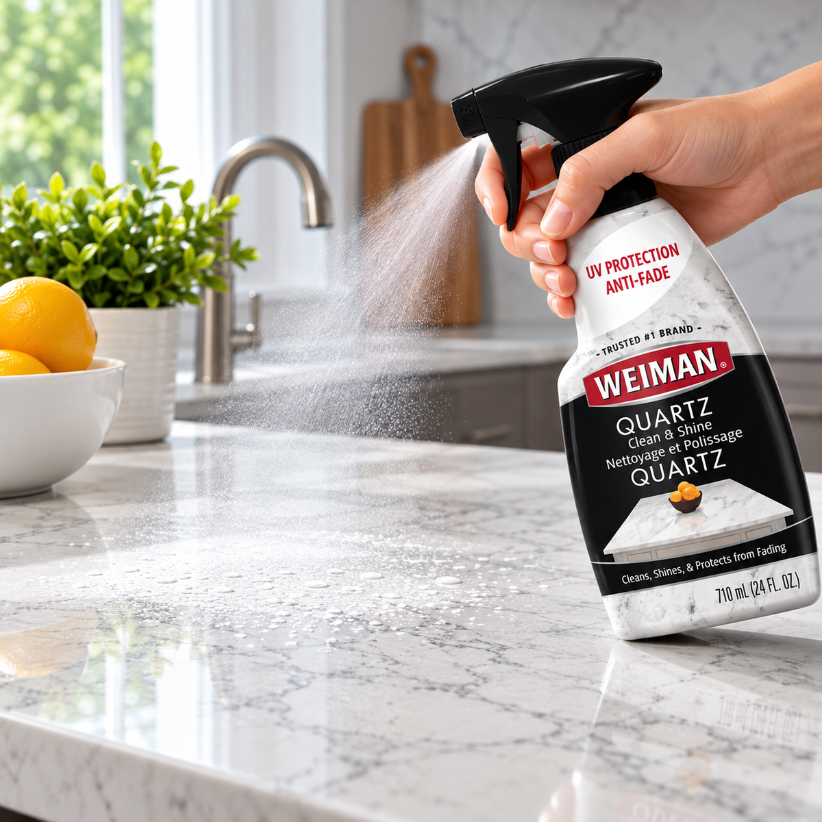 (2 Pack) Quartz Countertop Cleaner & Polish Spray, 710 mL – Ready-to-Use, Streak-Free Shine