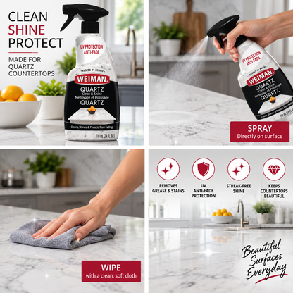 (2 Pack) Quartz Countertop Cleaner & Polish Spray, 710 mL – Ready-to-Use, Streak-Free Shine