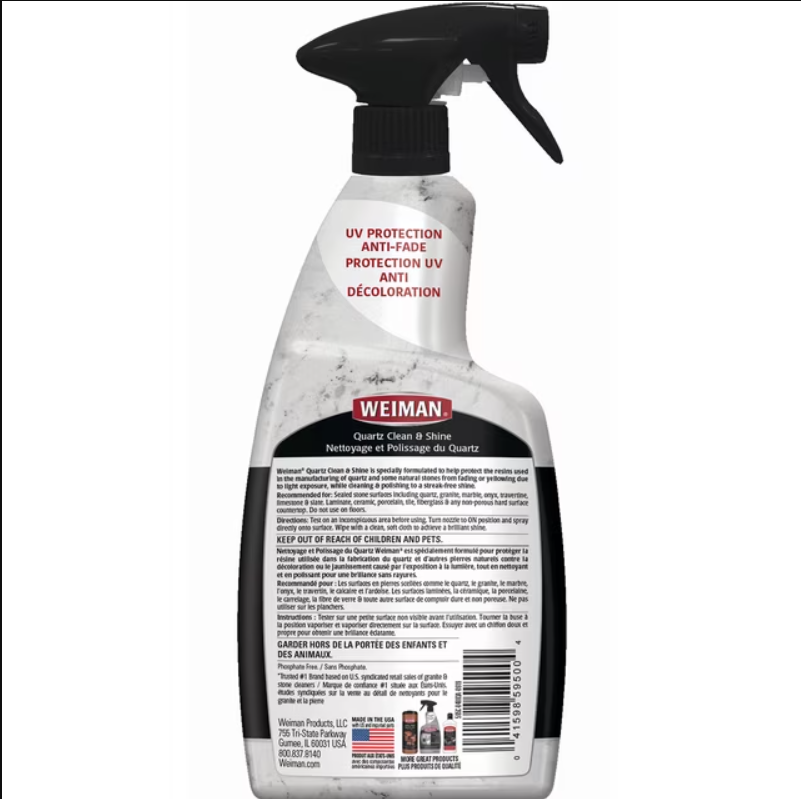 (2 Pack) Quartz Countertop Cleaner & Polish Spray, 710 mL – Ready-to-Use, Streak-Free Shine