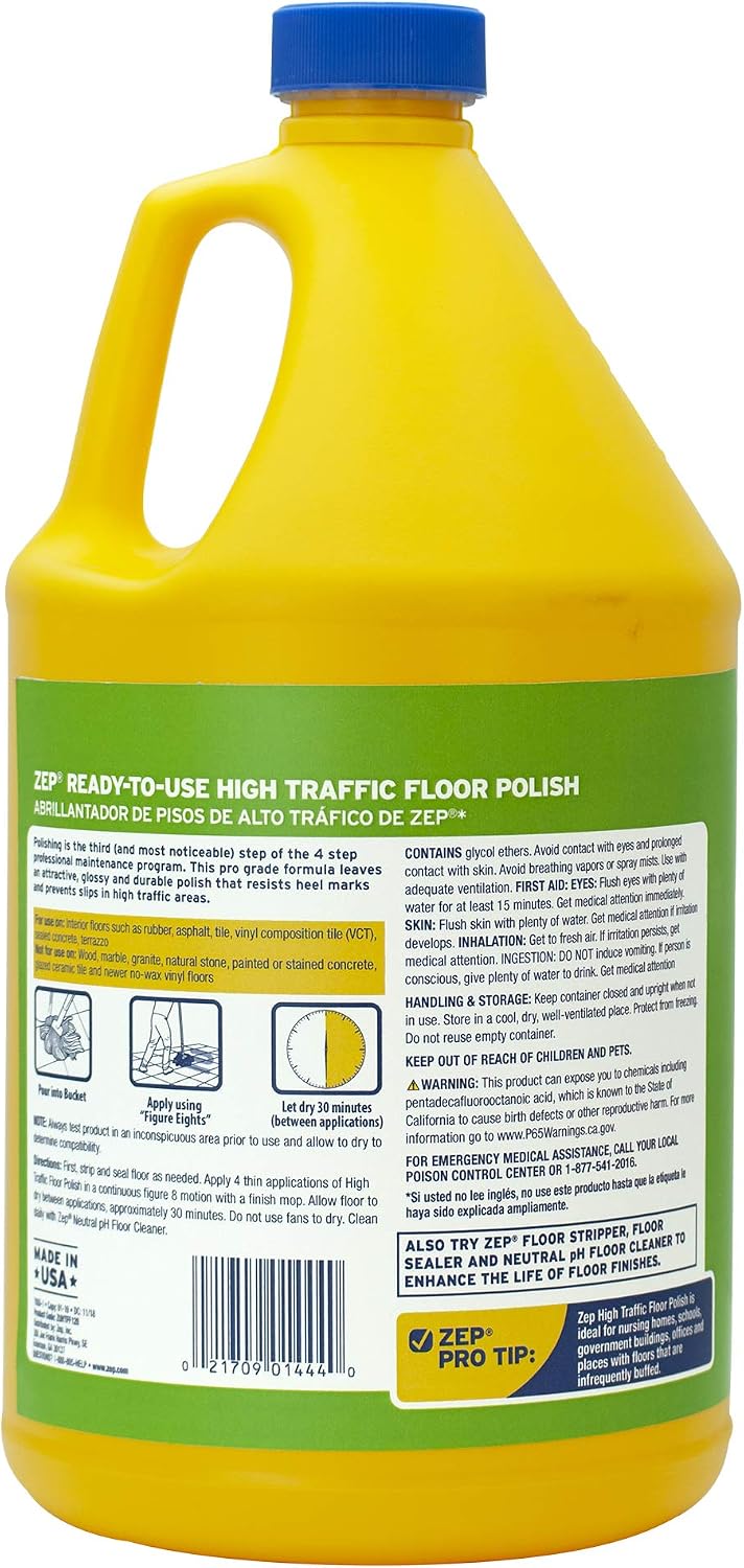 ZEP High-Traffic Floor Finish – Ready-to-Use Glossy Protective Floor Coating 3.78 L